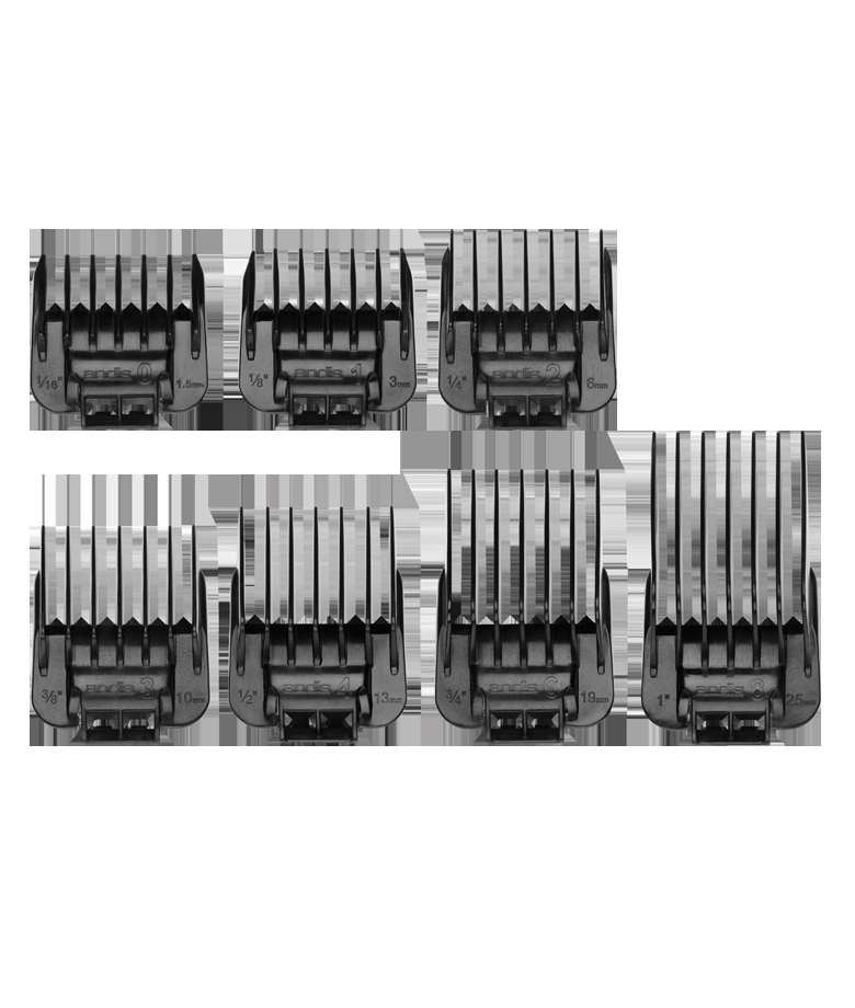 Andis 7 piece Attachment Comb Guards For MASTER, Snap-On Blade Comb Set (#01380)