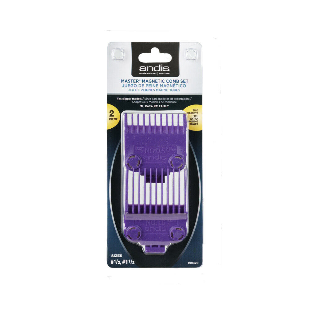 Andis Master Magnetic Comb Set 2 Piece Hair Clipper #01420 Sizes 0.5 & 1.5