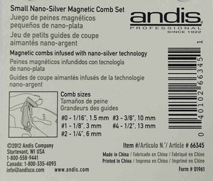 Andis Small 5 Pieces Nano-Silver Magnetic Comb Set Clipper Guards Barber #66345